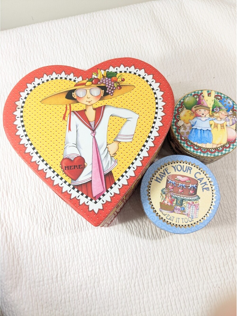 Mary Englebreit trinket box set Valentine Have a Heart Have your Cake Party Girl